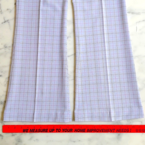 NWOT. Vintage Express Design Studio Rayon Blended Lightweight Plaid Flare Pants. - Picture 5 of 7